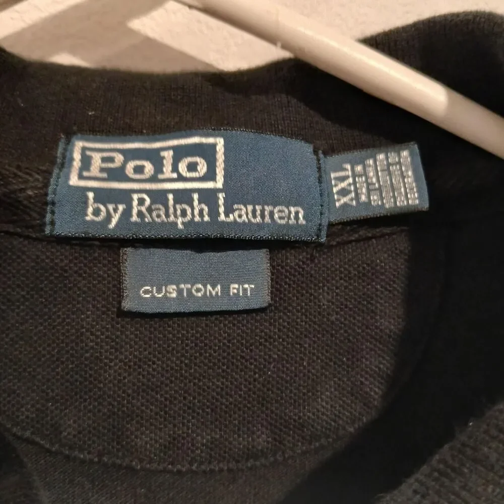Polo Ralph Lauren All Black Men's Polo Shirt XXL Patches Oversized Logo